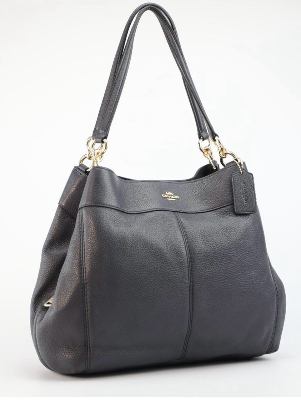 Navy Lexy Pebbled Coach Bag
